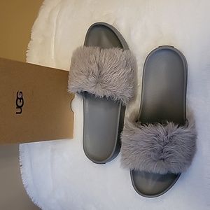UGG Treadlite Royale Lamb Fur Slip On Slides Size 10 New
